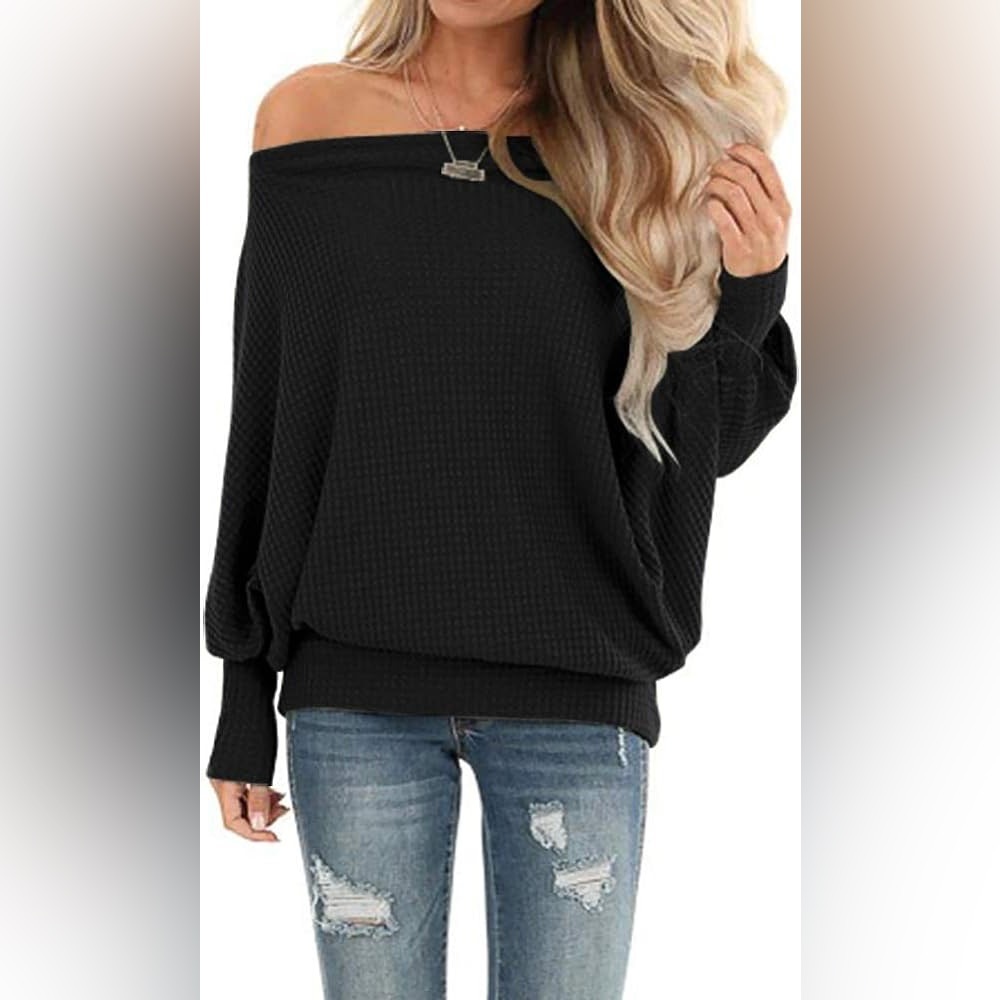 Off the Shoulder Waffle Knit Top